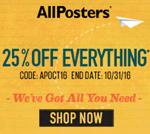 Save 25% on all orders at AllPosters.com!