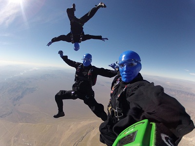 Blue Man Group skydiving